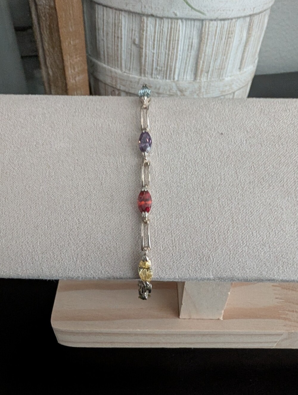 Gemstone Sterling Silver Link Bracelet